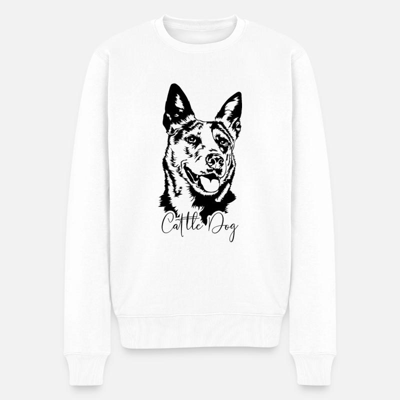 CATTLE DOG Hunde Portrait Hund Wilsigns - Männer Premium Bio Pullover - Weiß
