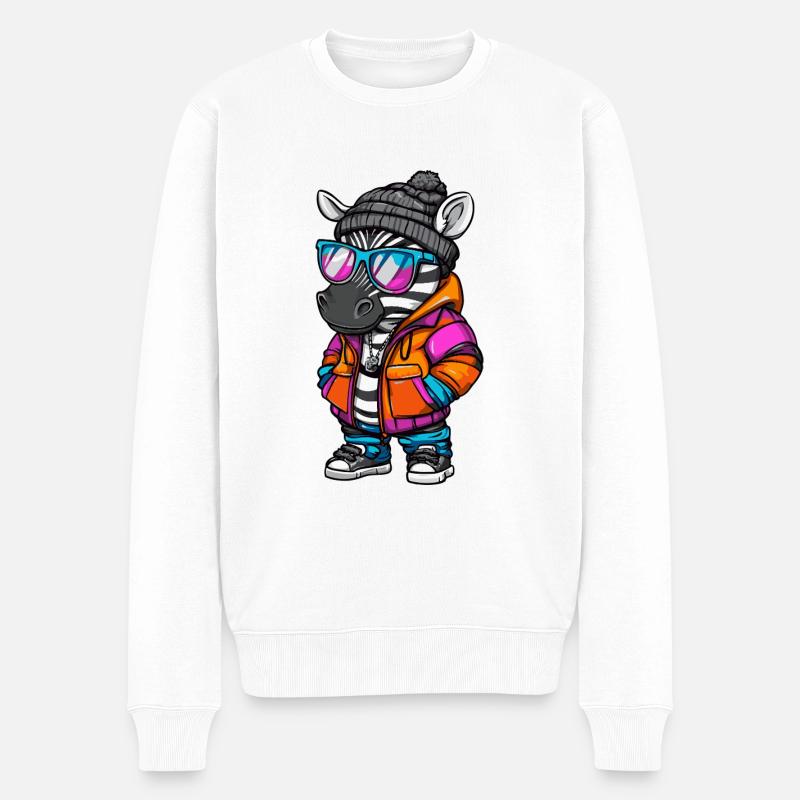 Zebra Cool Comic - Men's Premium Organic Jumper - white