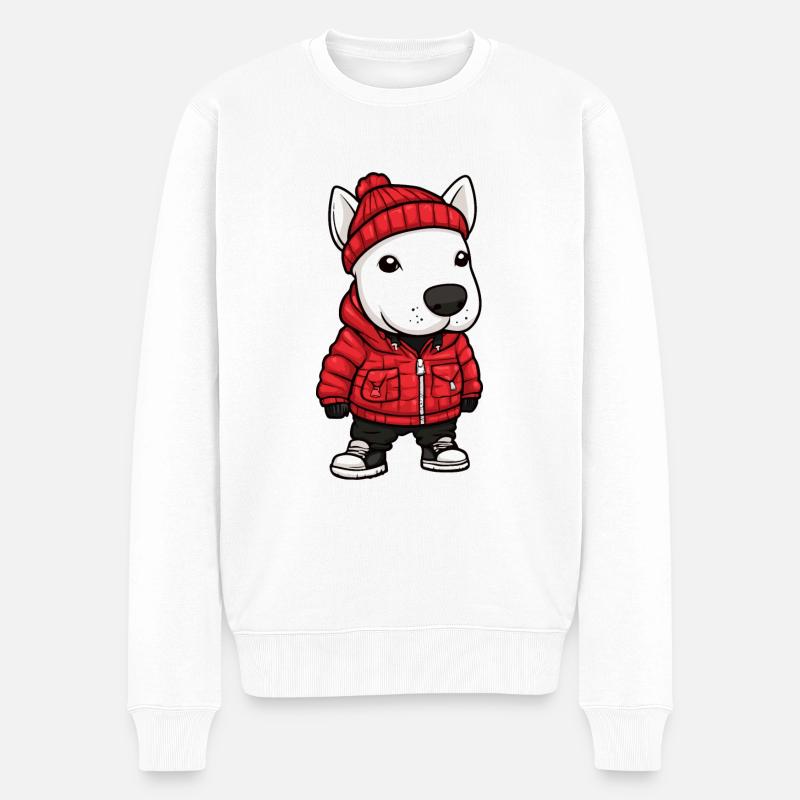 Bull Terrier Chien Hiver - Pull Premium bio Homme - blanc
