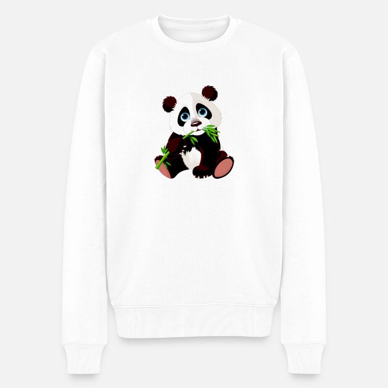 panda - Männer Premium Bio Pullover - Weiß