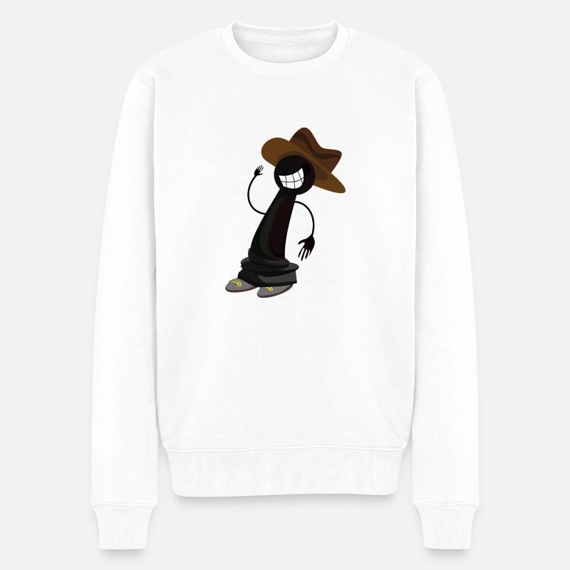 Hipster Schachfigur als Cowboy mit Cowboyhut - Männer Premium Bio Pullover - Weiß