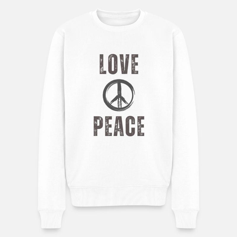 Love and Peace - Männer Premium Bio Pullover - Weiß