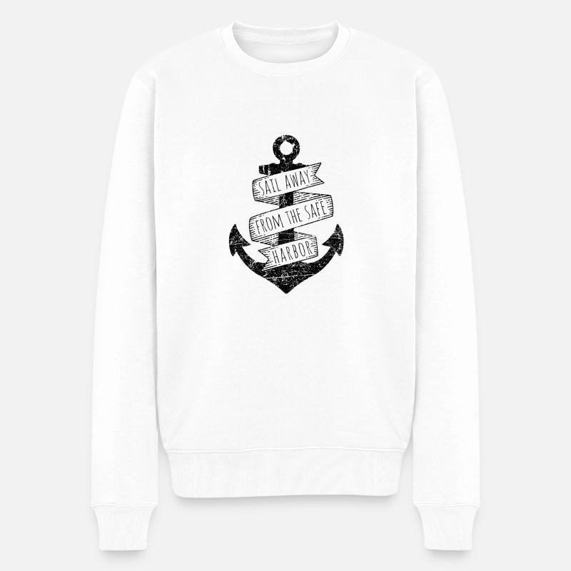 Sail Away - Anker 2C - Männer Premium Bio Pullover - Weiß