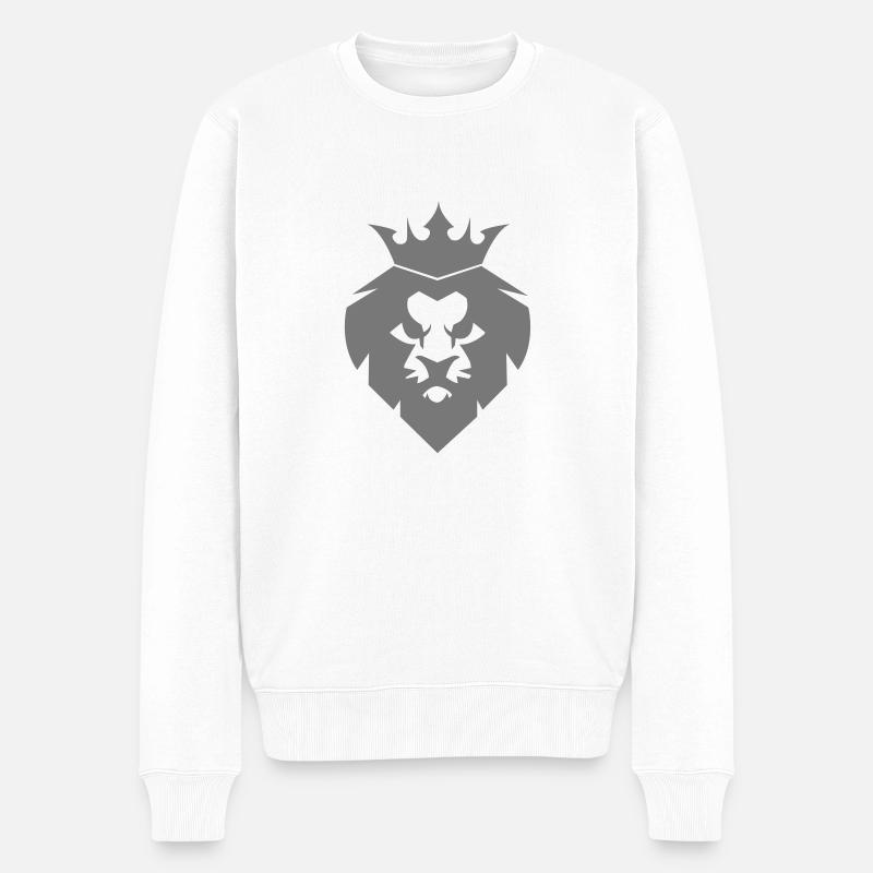 Löwe - Männer Premium Bio Pullover - Weiß