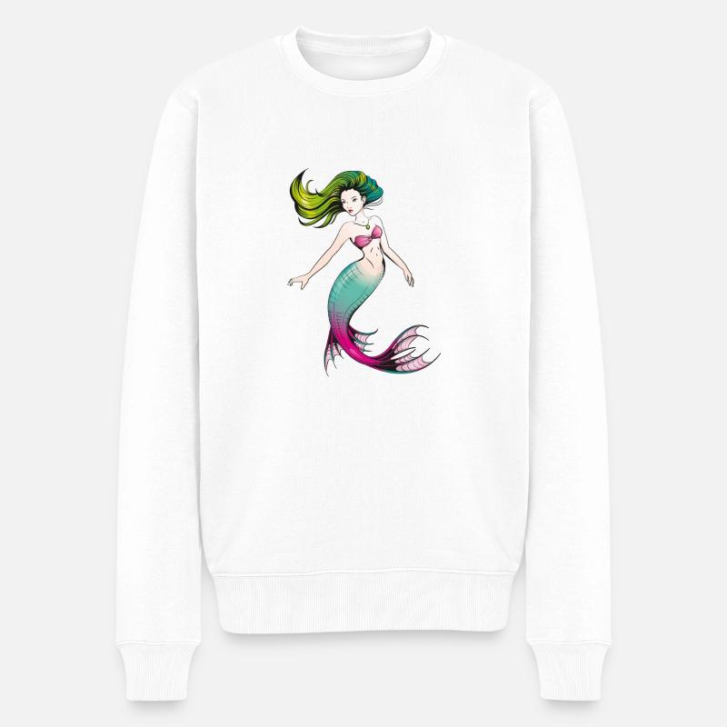 Mermaid - Männer Premium Bio Pullover - Weiß