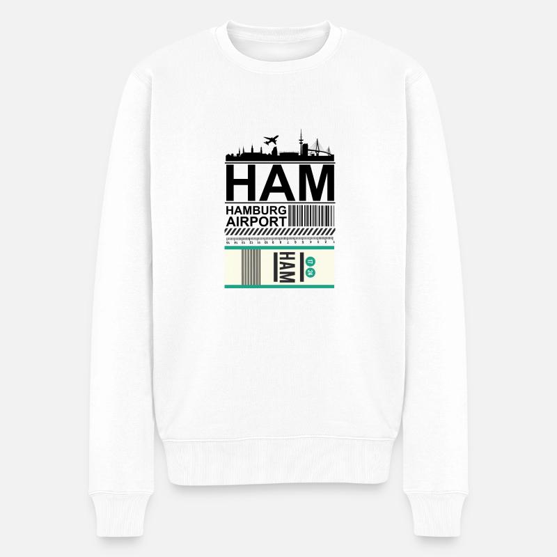 HAM Airport International Flughafen - Männer Premium Bio Pullover - Weiß