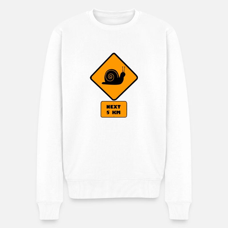 Schnecke - Männer Premium Bio Pullover - Weiß