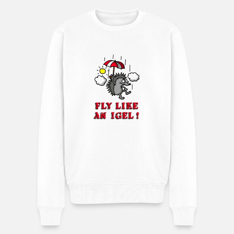 fly_like_an_igel_02_b - Pull Premium bio Homme - blanc