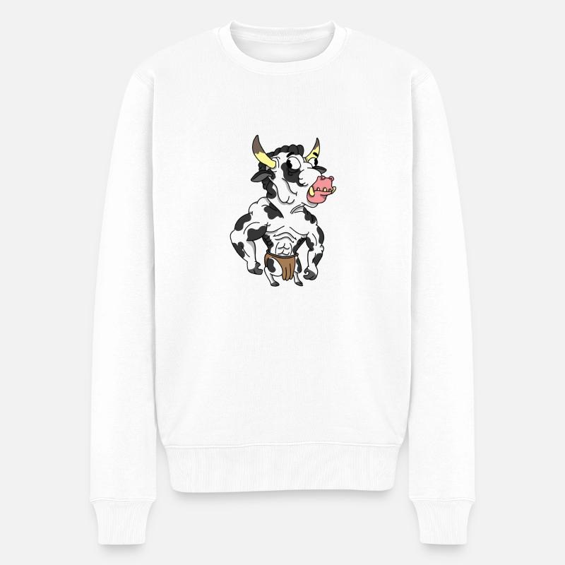 Vache Bull - Pull Premium bio Homme - blanc