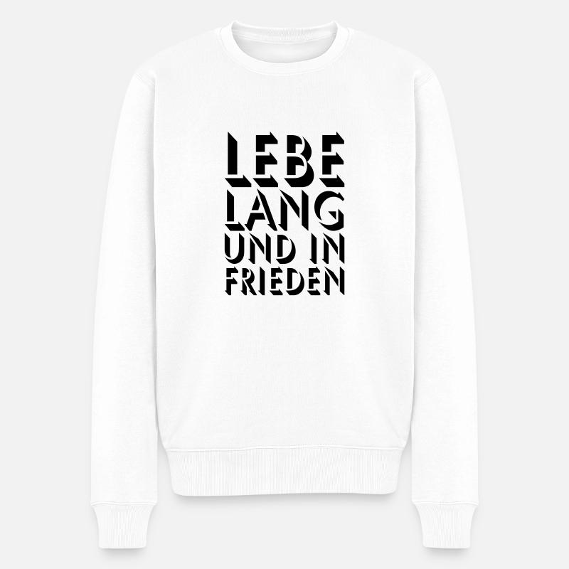 LEBE LANG - Männer Premium Bio Pullover - Weiß