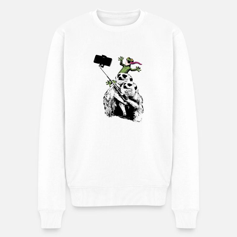 INOLA-Fotobomb-Gecko-Erdm - Männer Premium Bio Pullover - Weiß
