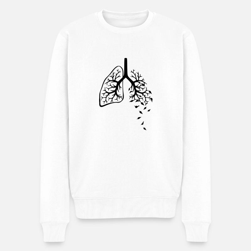 Lungen Baum - Männer Premium Bio Pullover - Weiß