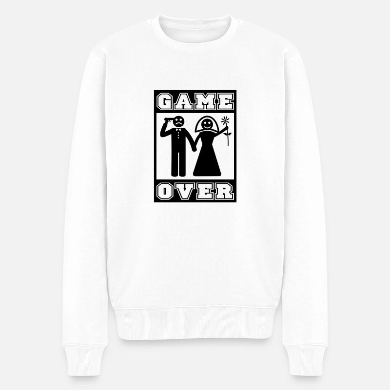 Game Over Heiraten - Männer Premium Bio Pullover - Weiß