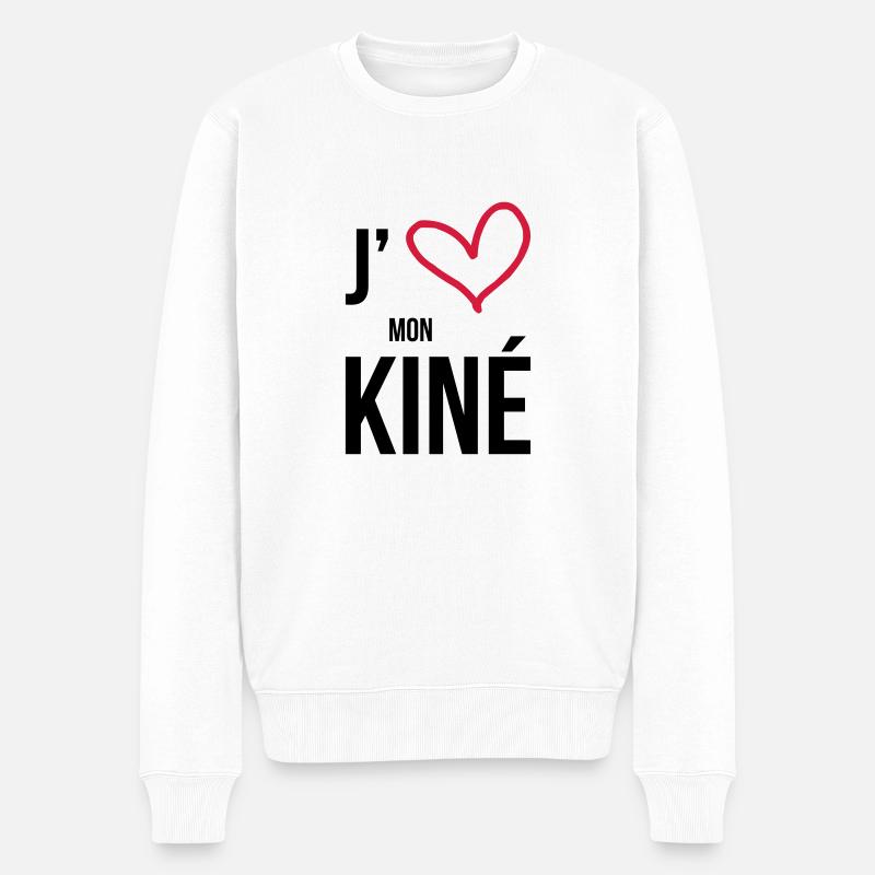 J'aime mon Kiné - Männer Premium Bio Pullover - Weiß