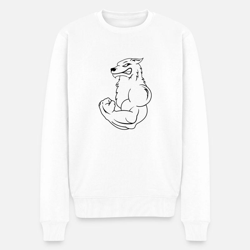 strong_wolf - Männer Premium Bio Pullover - Weiß