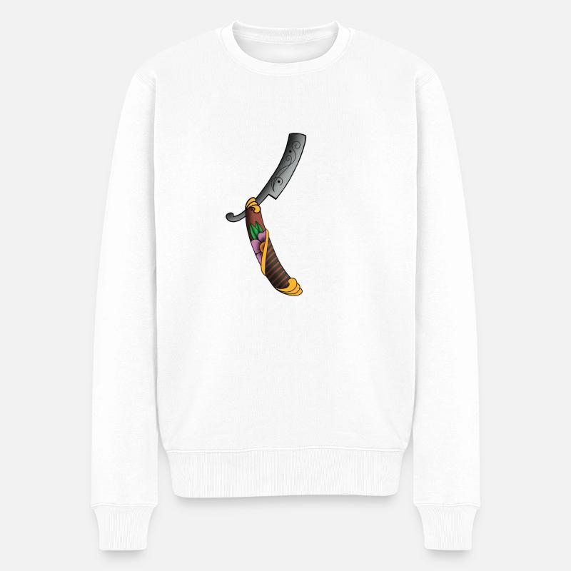 Friseurklinge - Männer Premium Bio Pullover - Weiß