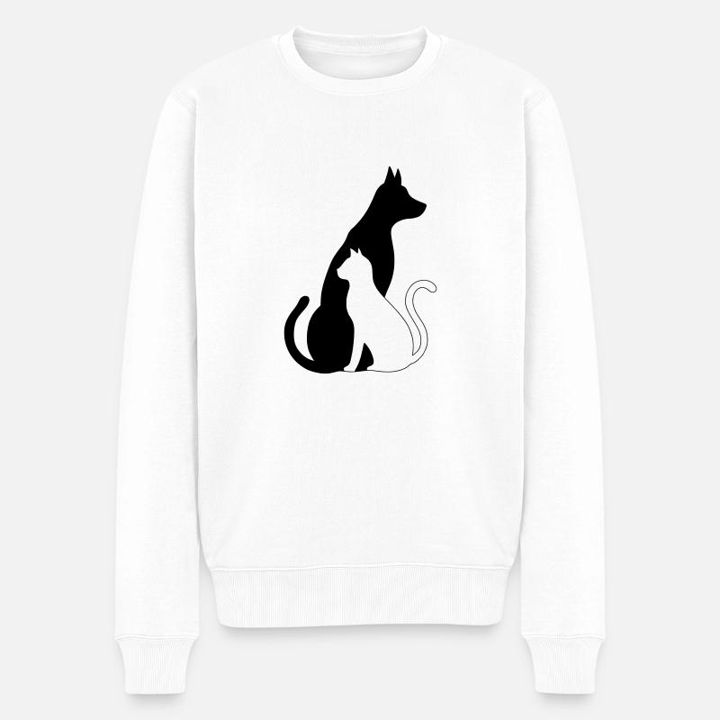 chien chat silhouette - Pull Premium bio Homme - blanc