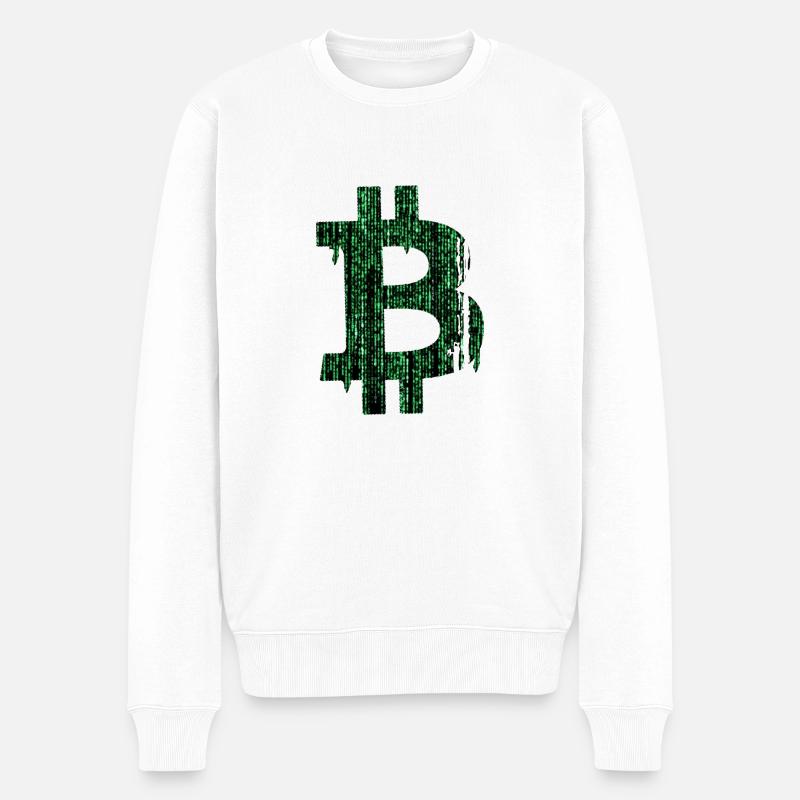 Matrice Bitcoin - Pull Premium bio Homme - blanc