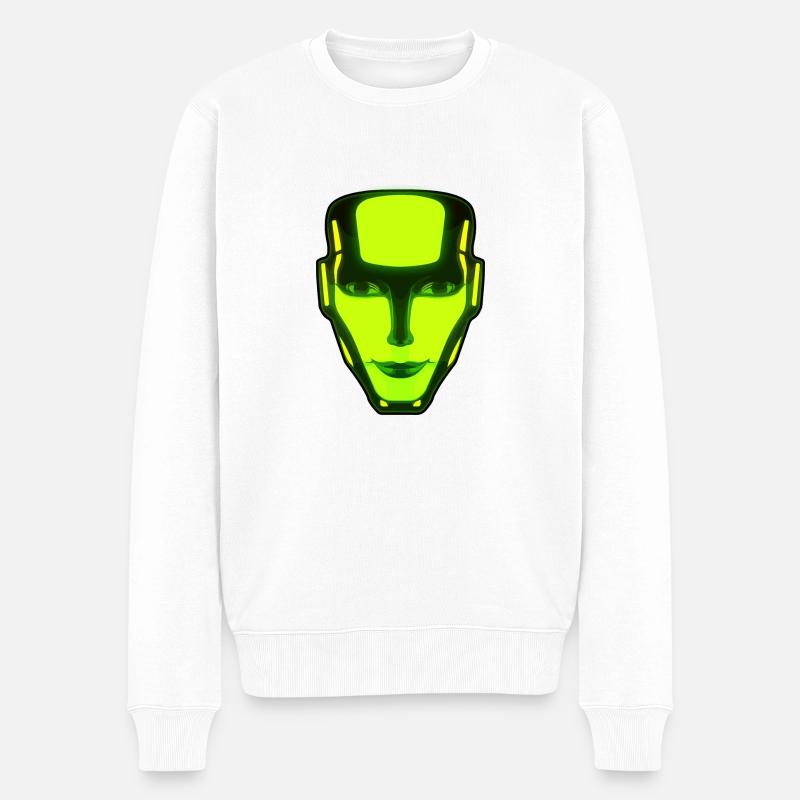Neon Robot Face - Männer Premium Bio Pullover - Weiß