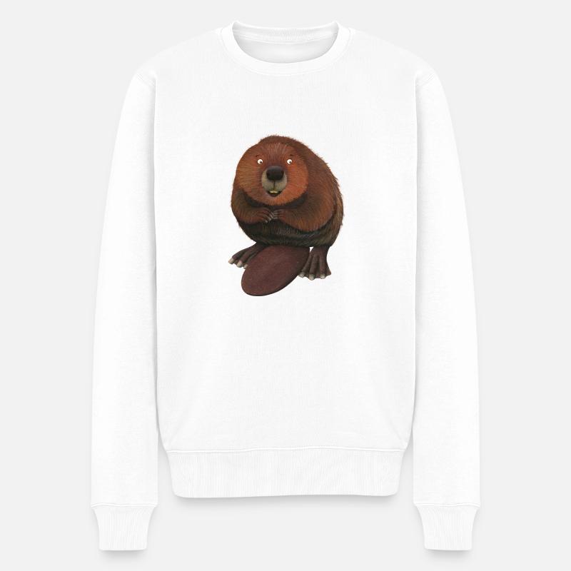 castor drôle - Pull Premium bio Homme - blanc