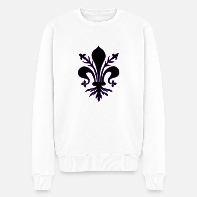 Schwarze Lilie - Männer Premium Bio Pullover - Weiß