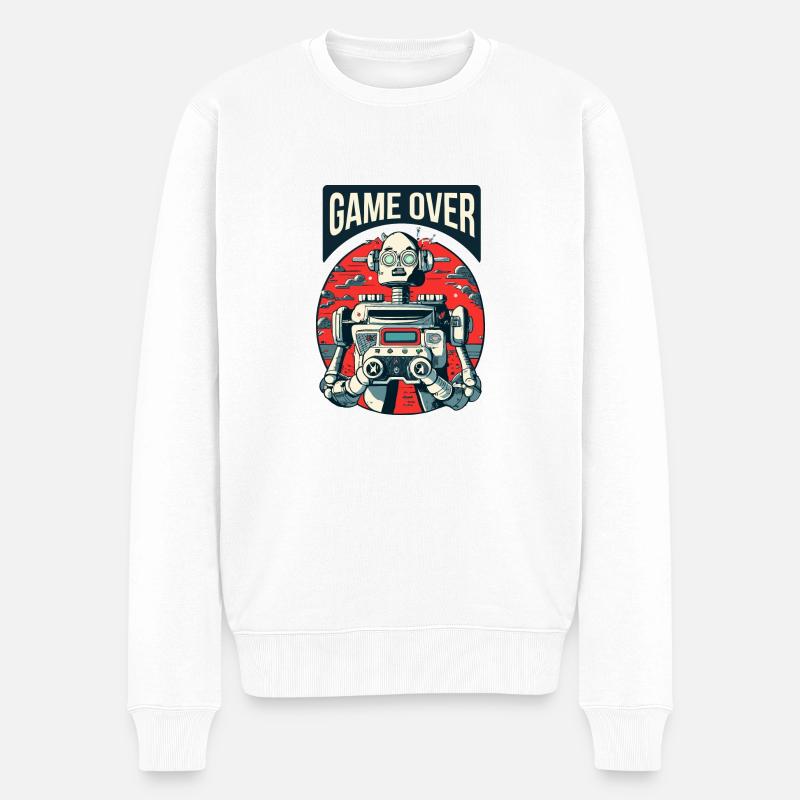 Spiel vorbei Roboter - Männer Premium Bio Pullover - Weiß
