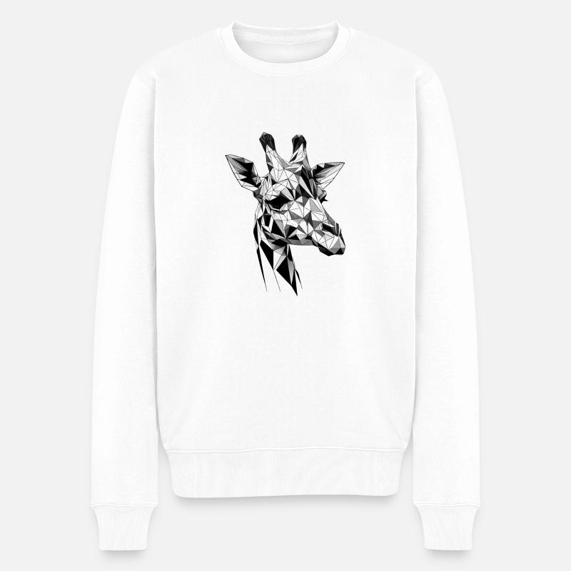 Giraffe Kopf - Männer Premium Bio Pullover - Weiß