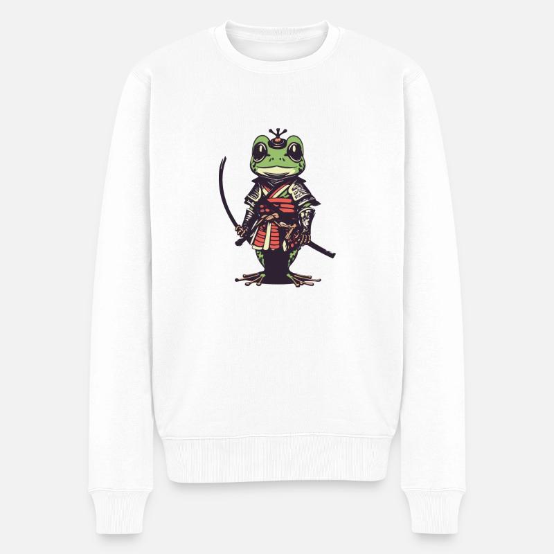 Samurai Frosch - Männer Premium Bio Pullover - Weiß