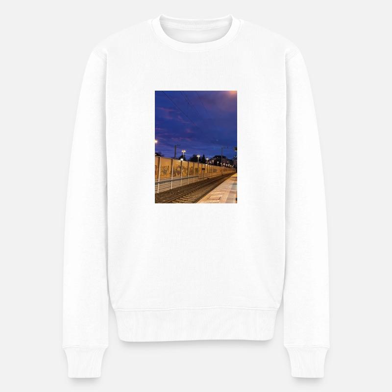 Bahnhof - Männer Premium Bio Pullover - Weiß