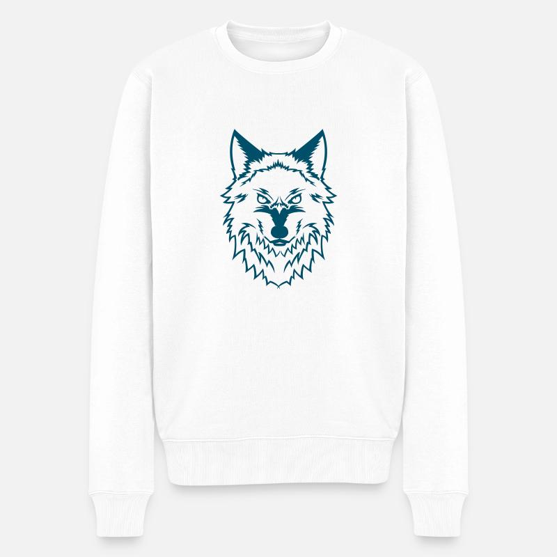 wolf 1 - Männer Premium Bio Pullover - Weiß