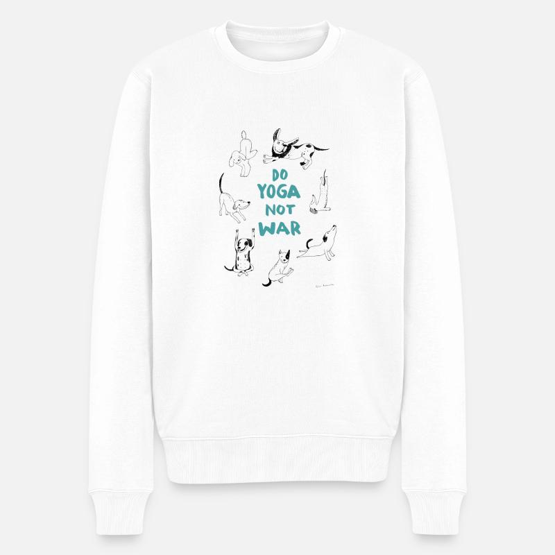 Yoga Hunde - Männer Premium Bio Pullover - Weiß