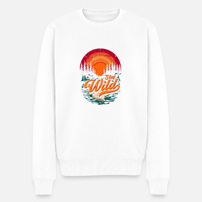 Restez Wild Sunset Adventure - Pull Premium bio Homme - blanc