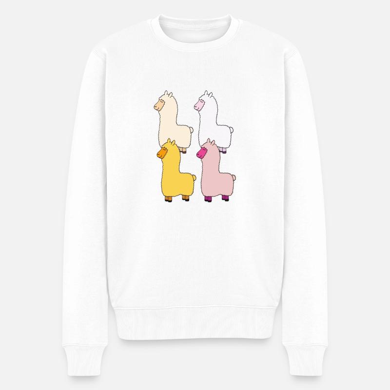 lama bunt - Männer Premium Bio Pullover - Weiß