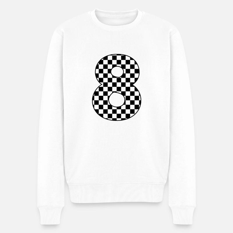 Numéro 8 à carreaux - Pull Premium bio Homme - blanc