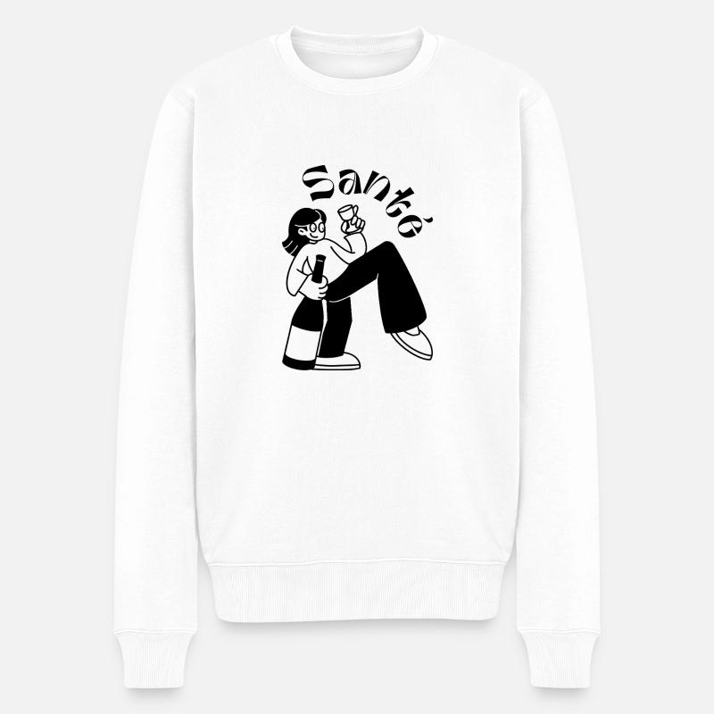 Santé: Das Leben feiern - Männer Premium Bio Pullover - Weiß