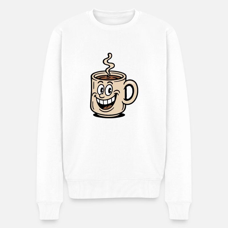 kaffee tasse comic - Männer Premium Bio Pullover - Weiß