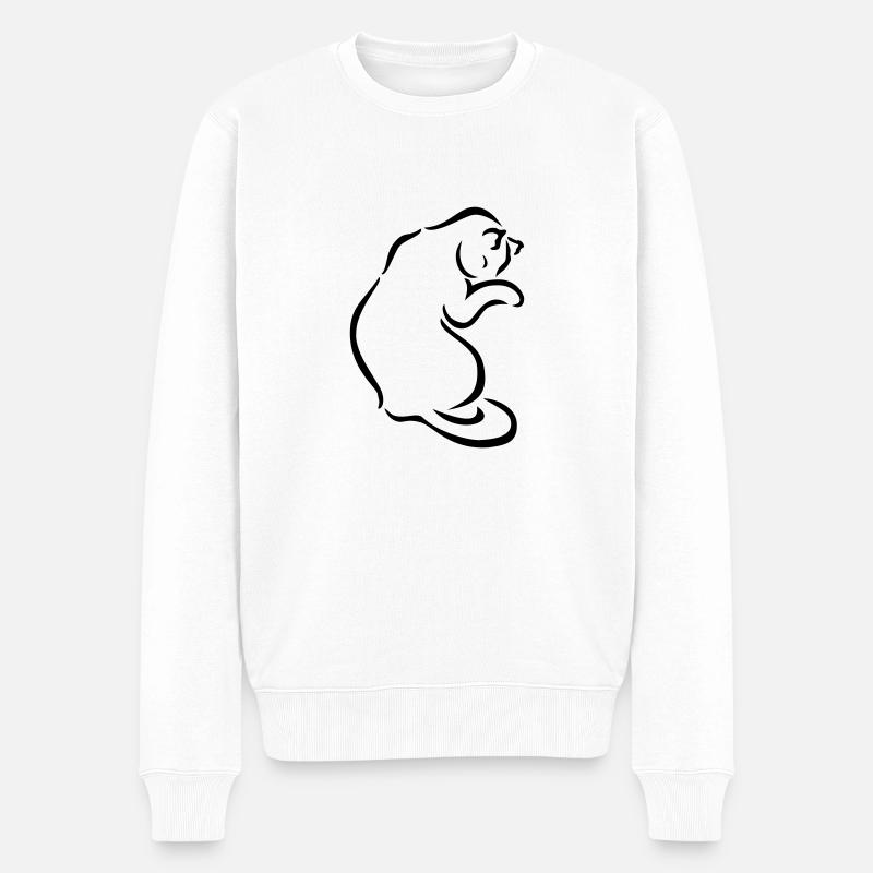 Katzensilhouette - Männer Premium Bio Pullover - Weiß