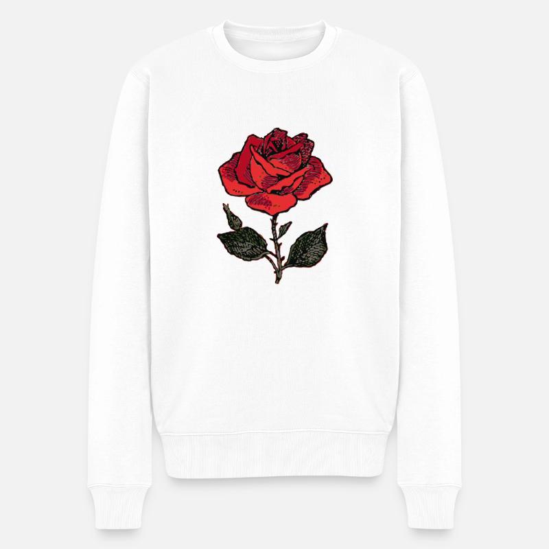 Rose - Männer Premium Bio Pullover - Weiß