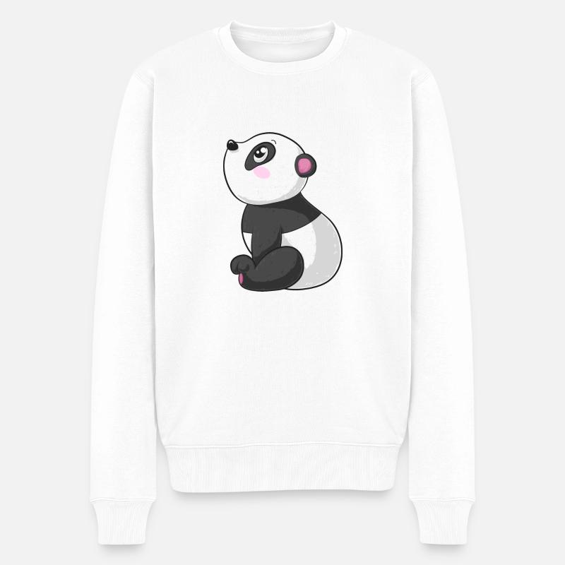 Träumender Comic Panda - Männer Premium Bio Pullover - Weiß