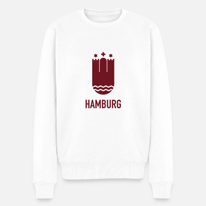 Hamburg Wappen Rot - Männer Premium Bio Pullover - Weiß