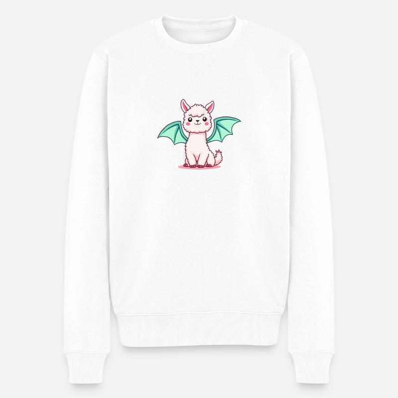 Alpakadrache - Männer Premium Bio Pullover - Weiß