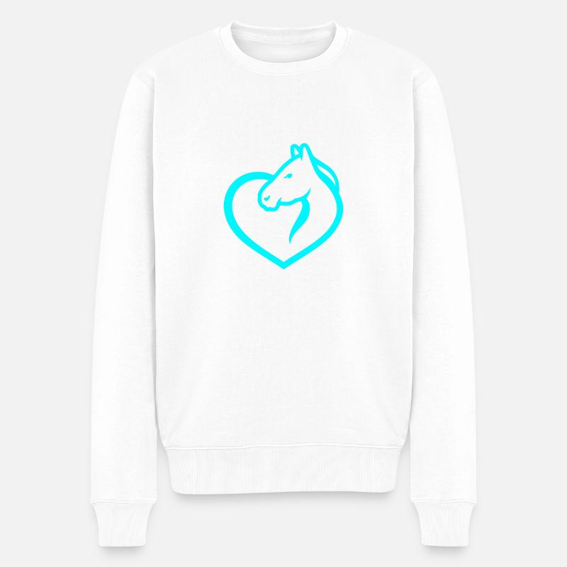 Pferde - Männer Premium Bio Pullover - Weiß