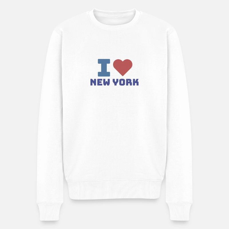 I LOVE NEW YORK - Männer Premium Bio Pullover - Weiß