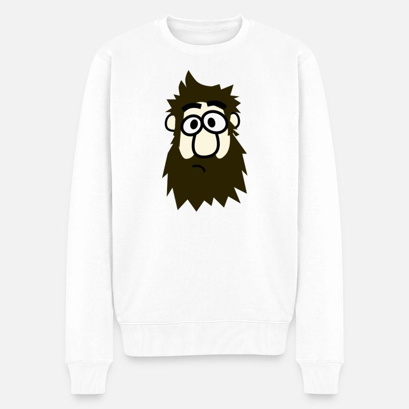 Brillenbart Comicheld - Männer Premium Bio Pullover - Weiß