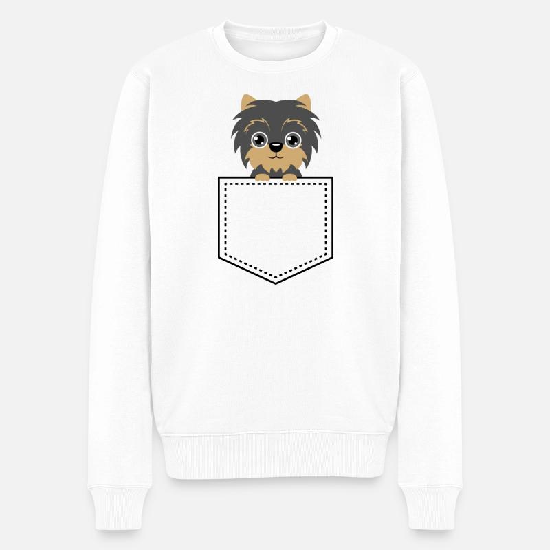 Taschentier Yorkshire Terrier - Männer Premium Bio Pullover - Weiß