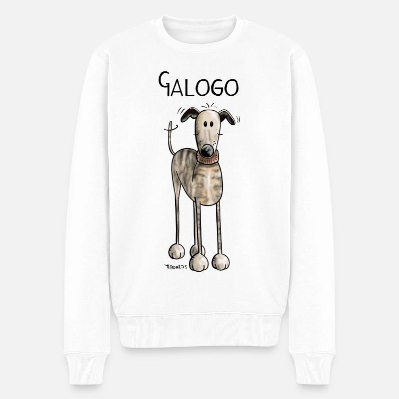 Galgo Espanol - Dog - Comic - Hund - Männer Premium Bio Pullover - Weiß