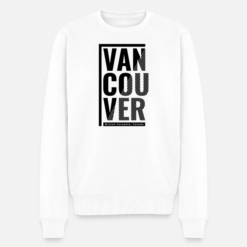 Graphique de Vancouver avec rayures et étiquette - Pull Premium bio Homme - blanc