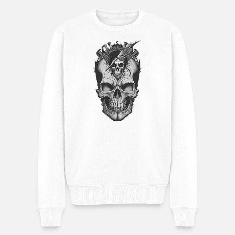 Cool Skull - Männer Premium Bio Pullover - Weiß
