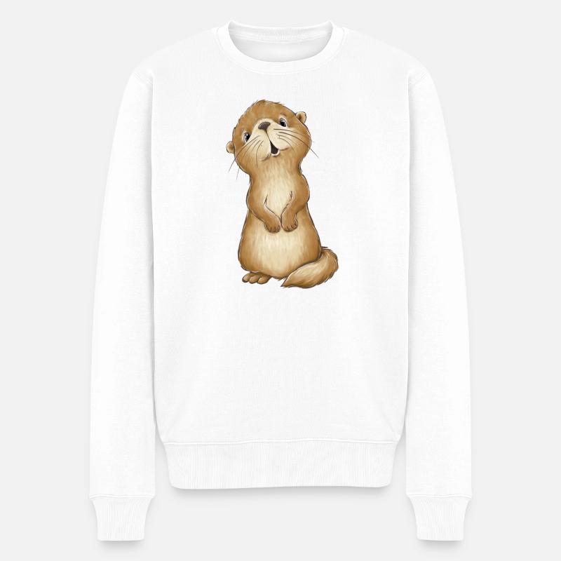 Süsser Otter - Männer Premium Bio Pullover - Weiß
