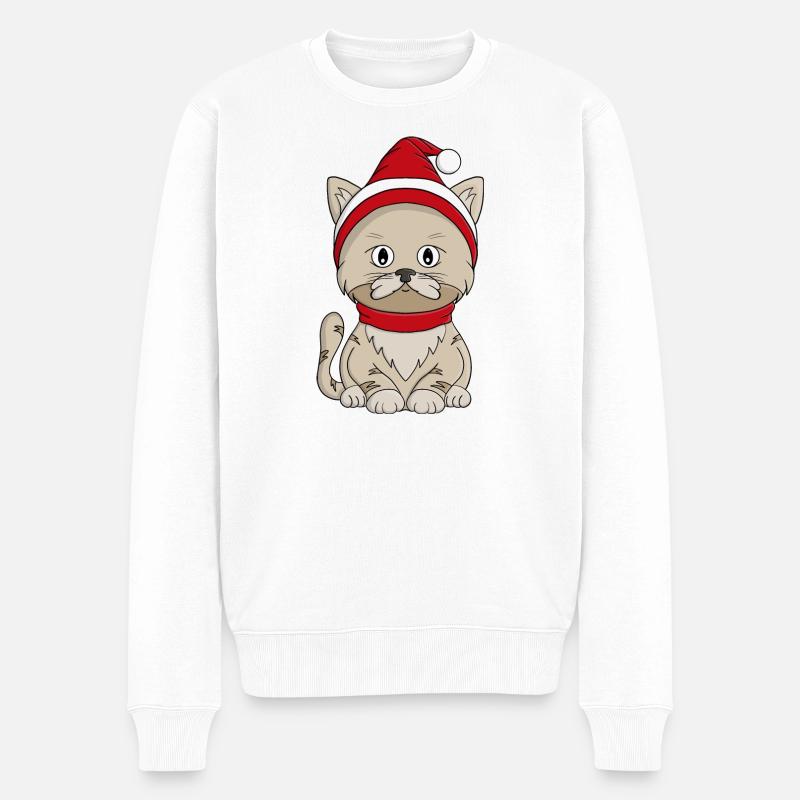 Winter-Kätzchen - Männer Premium Bio Pullover - Weiß